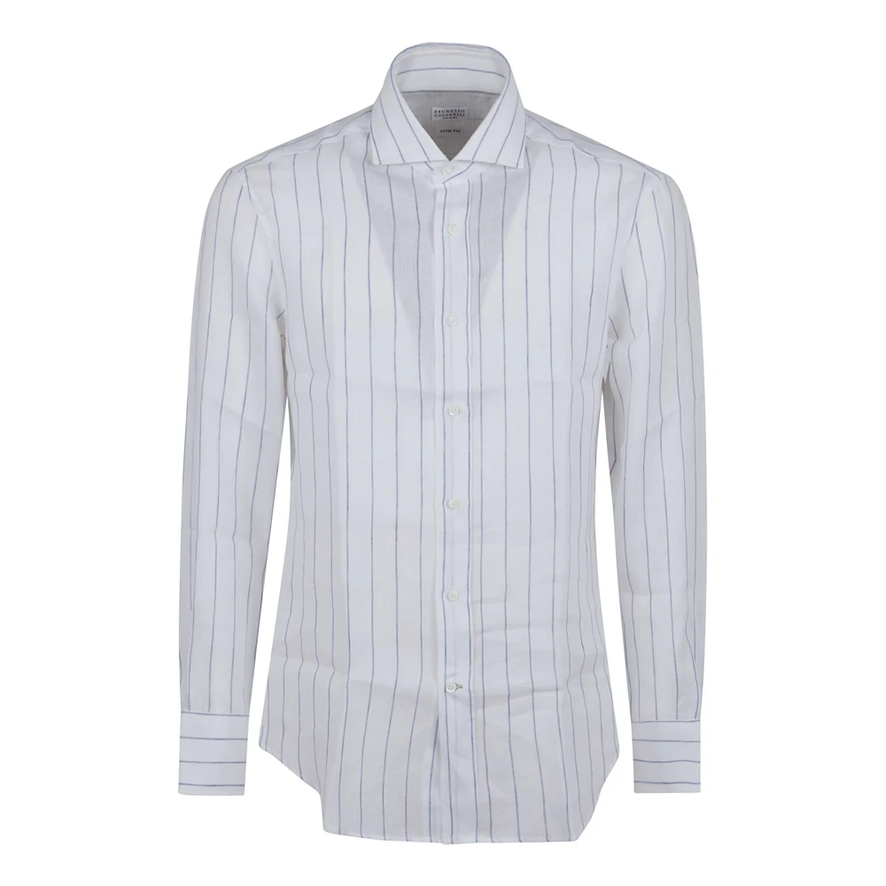BRUNELLO CUCINELLI Wit Linnen Overhemd Elegante Stijl White Heren