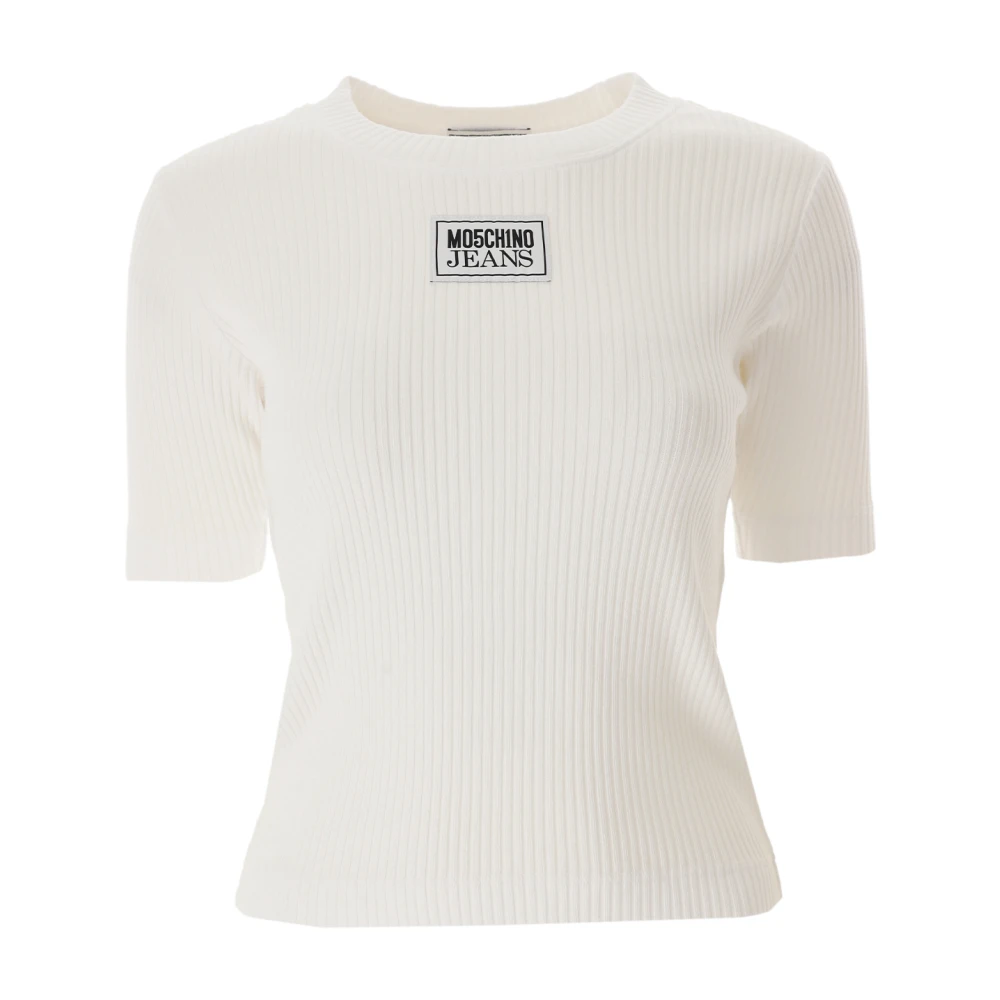 Moschino Katoen Logo Patch T-Shirt White Dames