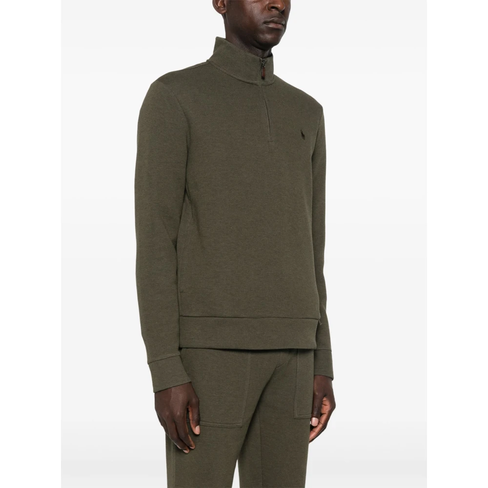 Polo Ralph Lauren Katoenen Half-Zip Gebreide Trui met Logo Green Heren