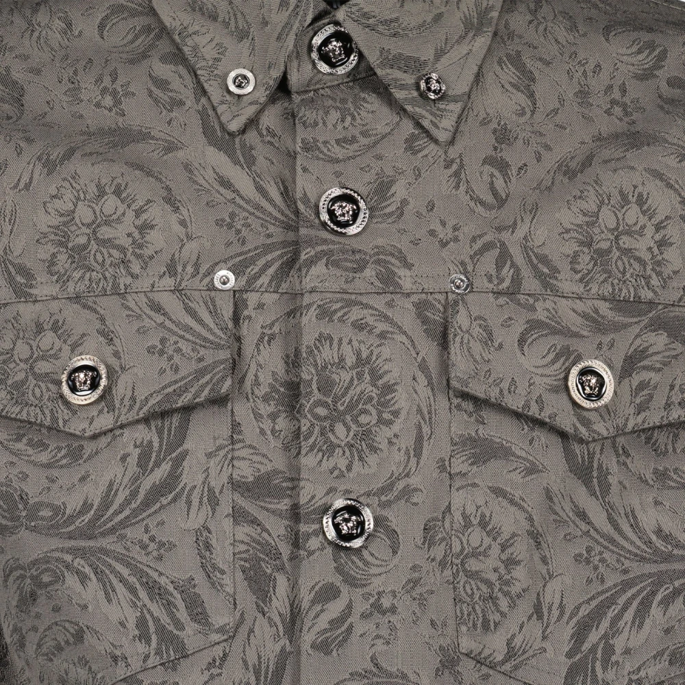 Versace Barocco Shirt Herfst-Winter 2024 Mannen Collectie Gray Heren