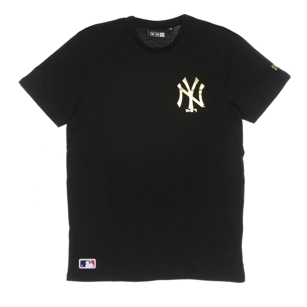 New era Yankees Logo T-shirt Zwart Goud Metallic Print Black Heren