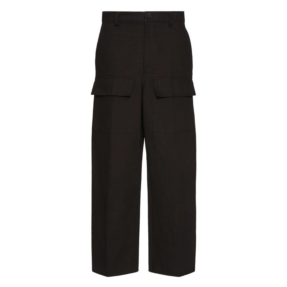 Valentino Garavani Zwarte Katoenen Broek Regular Fit Black Heren