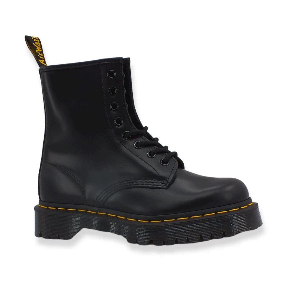 Dr. Martens Unisex Nero Combat Boots 1460 Bex Black Smooth In Pelle - Immagine 2
