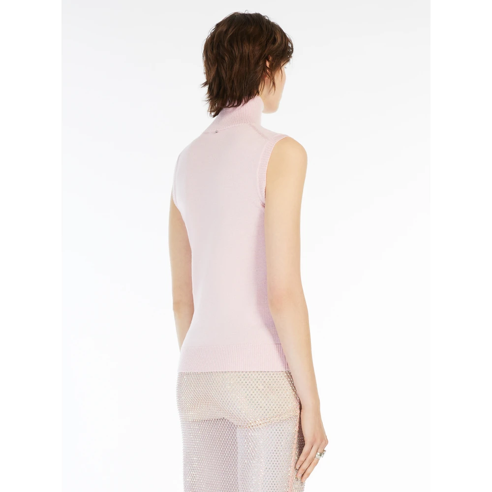 SPORTMAX Roze Gebreide Hoge Hals Top Pink Dames