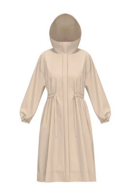 Beige Vattentät Kappa med Huva