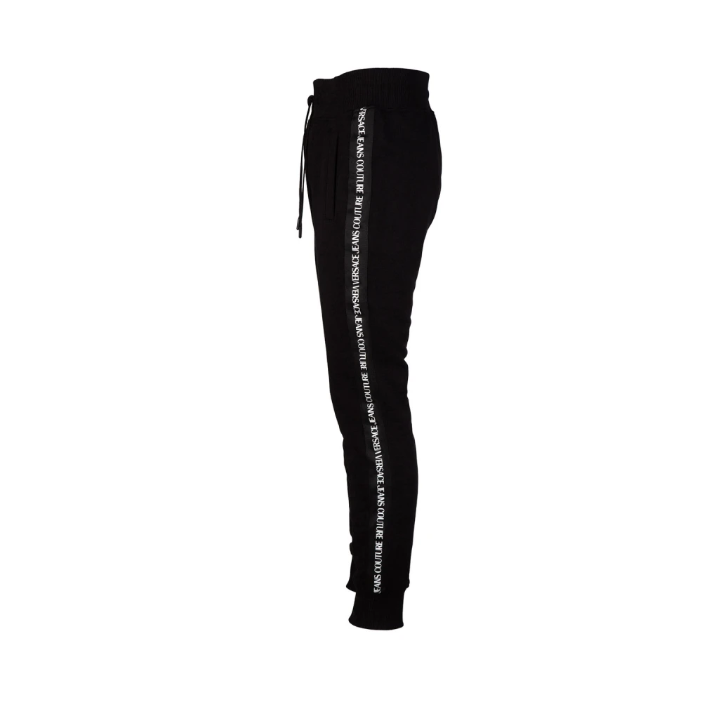 Versace Jeans Couture Zachte Lijn Jogger met Decoratieve Logo Banden Black Heren