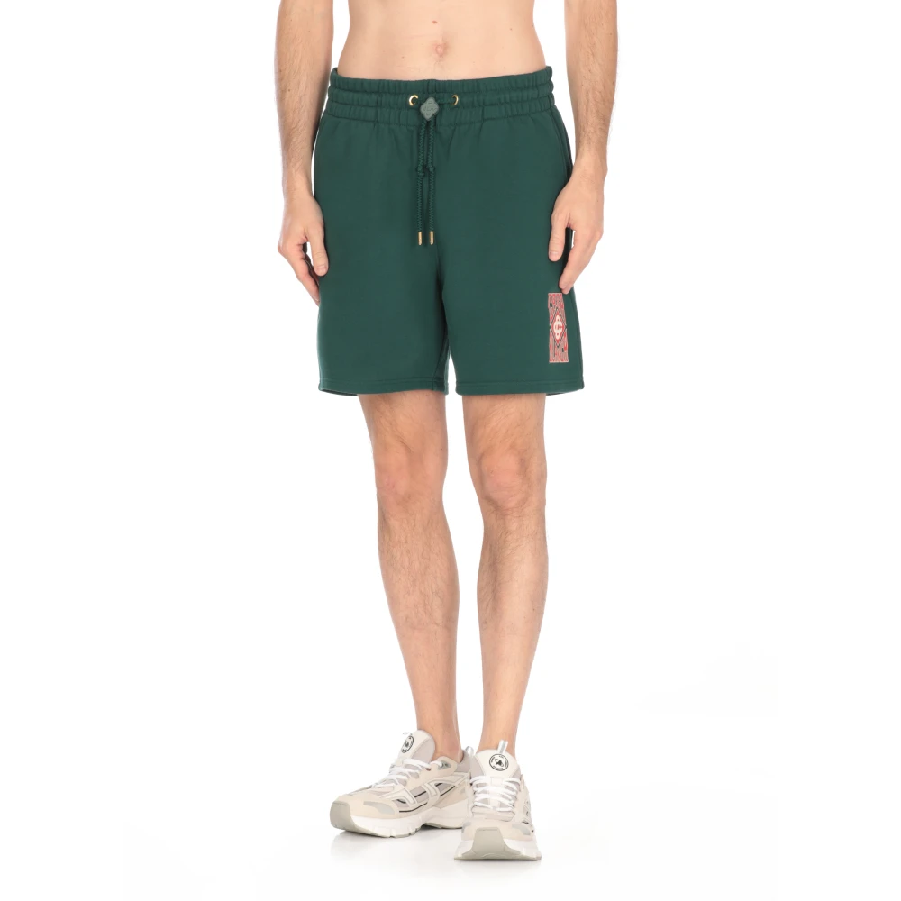 Casablanca Groene katoenen shorts met gotisch logo Green Heren