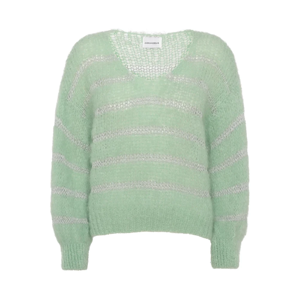American Dreams Groene Mohair Gebreide Trui met Lurex Details Green Dames