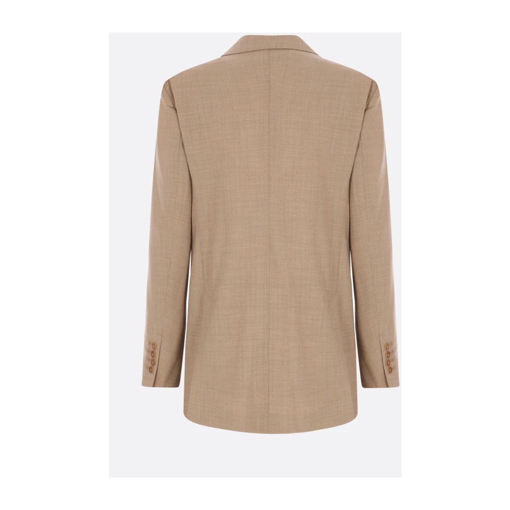 Max Mara Dubbelbreasted wolblend zandjas Beige Dames