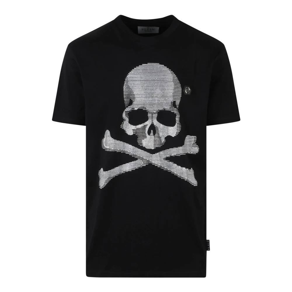 Philipp Plein Kristallen Skull & Bones T-Shirt Black Heren