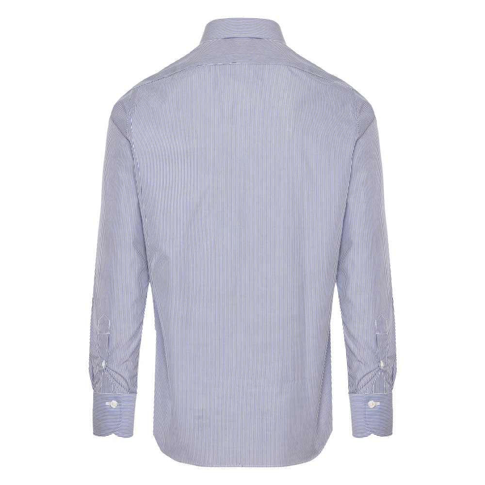 Finamore Gestreept Katoenen Shirt Made in Italy Blue Heren
