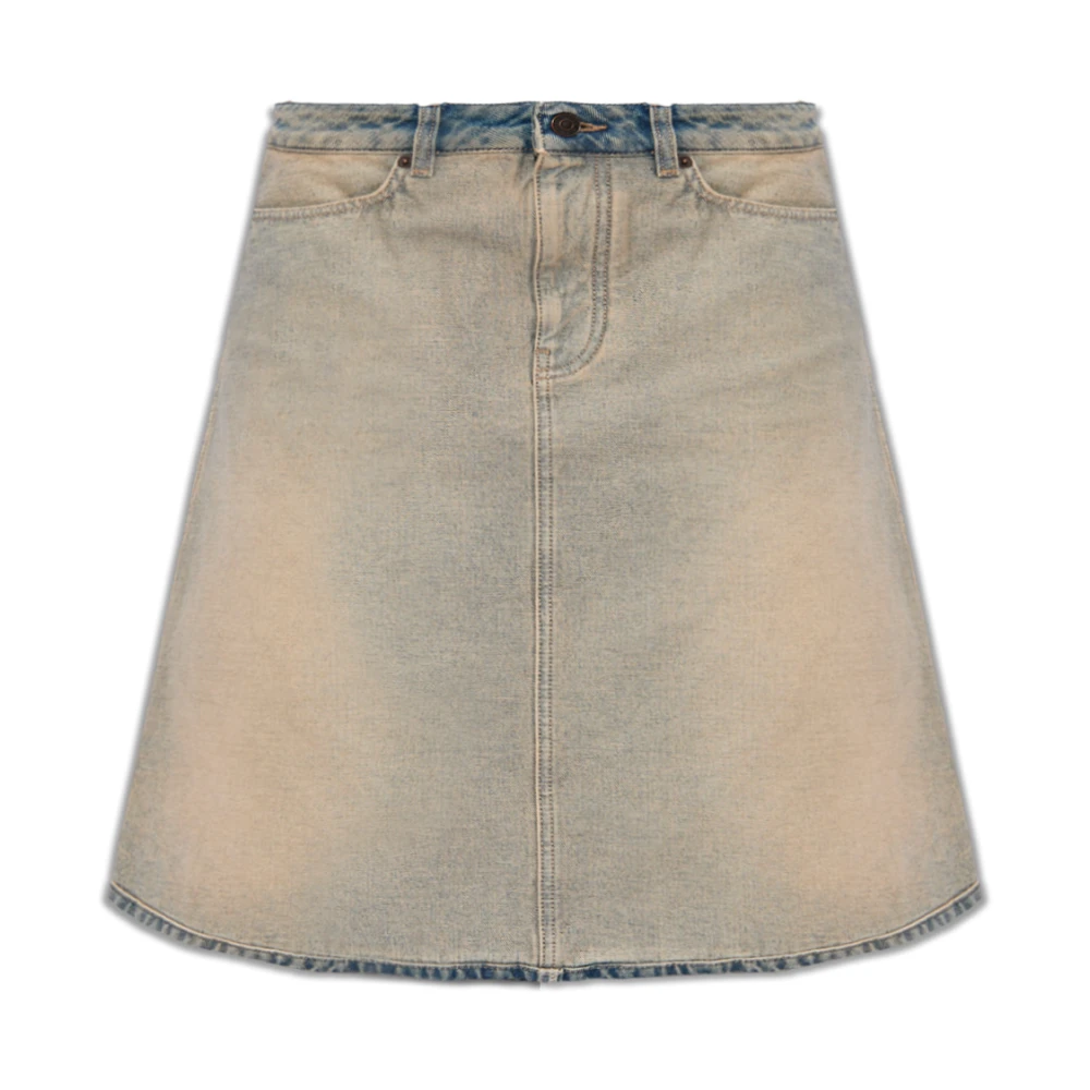 Balenciaga Inside Out Denim Midi Rok Blue Dames