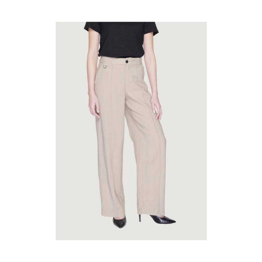 Only Beige Viscose Palazzo Broek Beige Dames