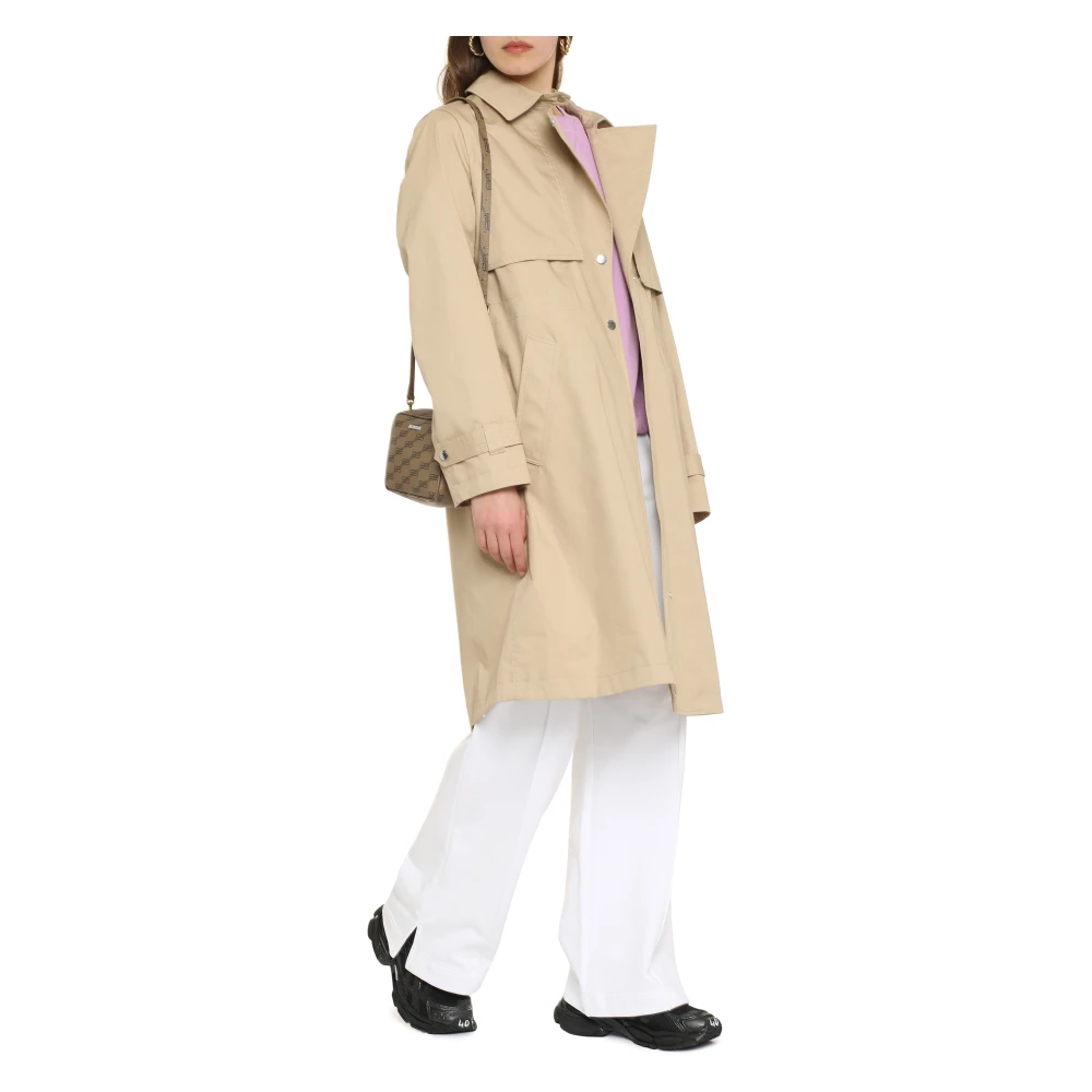 Woolrich Katoenen Trenchcoat met Stormflappen Beige Dames