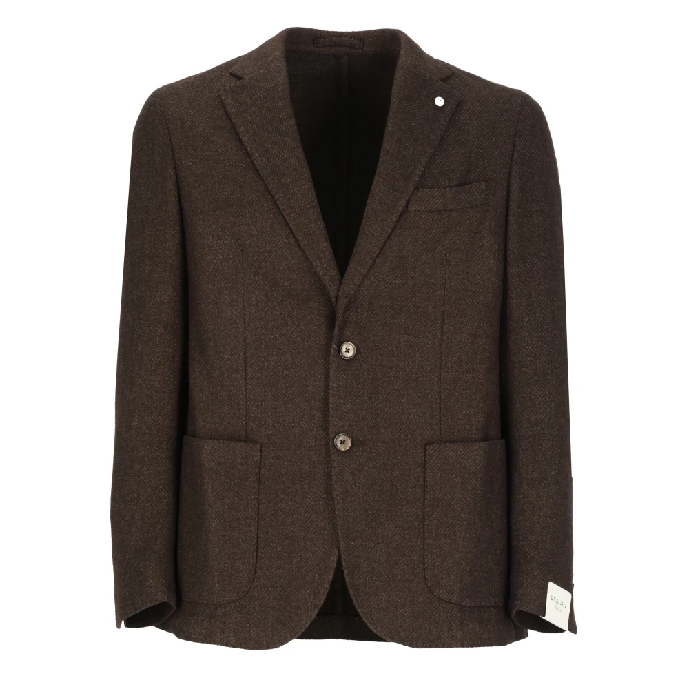Lubiam Bruine wollen jas met pieklapel Brown Heren