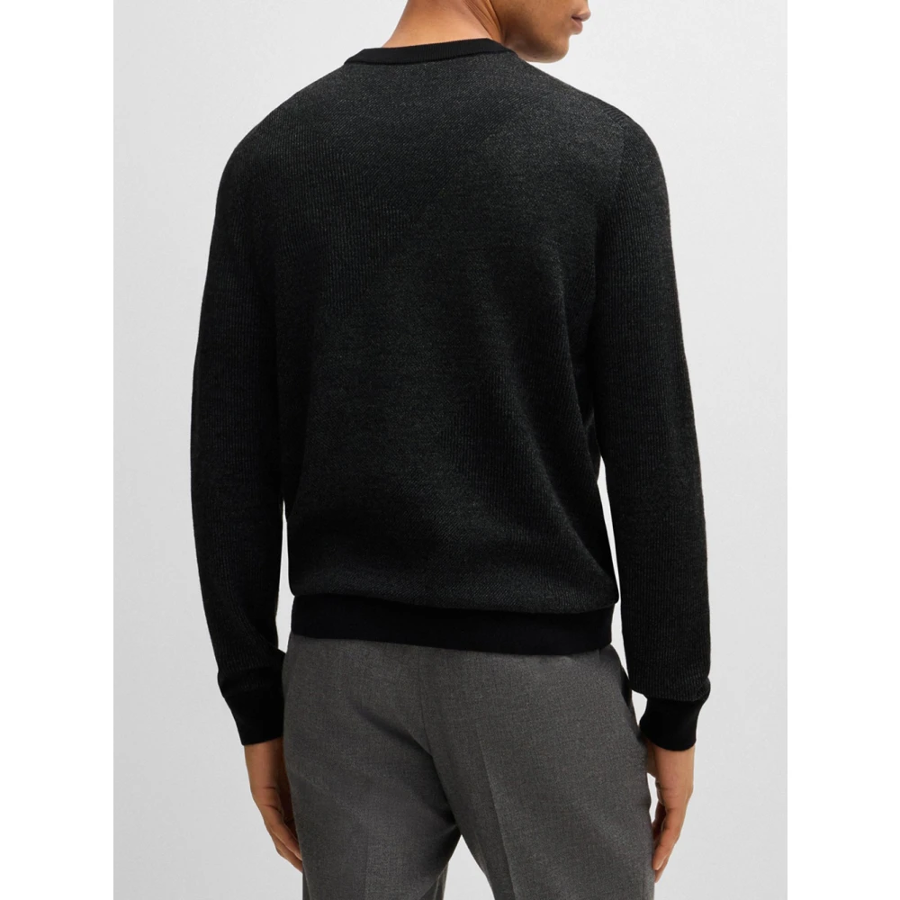 Hugo Boss Bicolor Jacquard Trui Regular Fit Black Heren