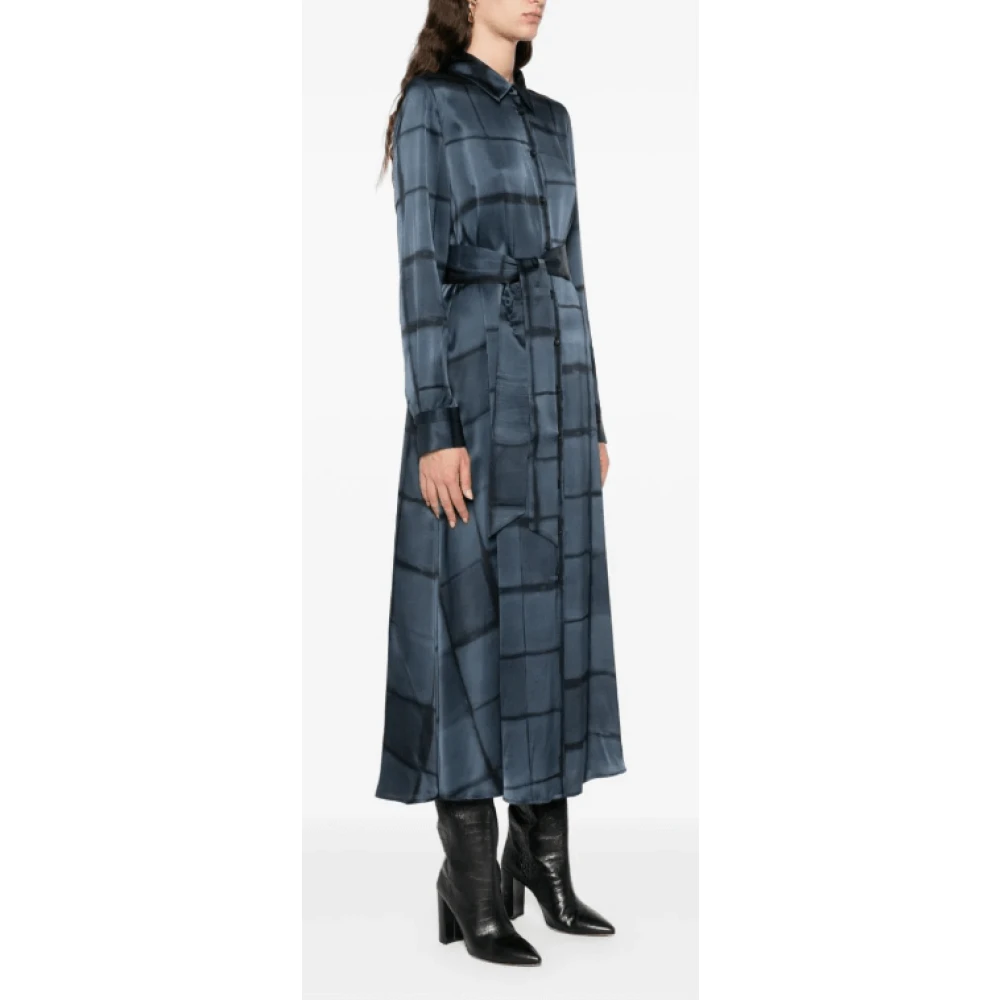 Kiton Navy Blue Zijden Maxi Jurk Blue Dames