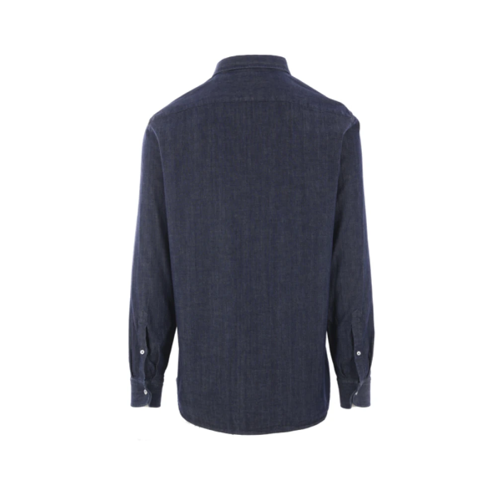 Lardini Blauw Katoen Denim Overhemd Blue Heren