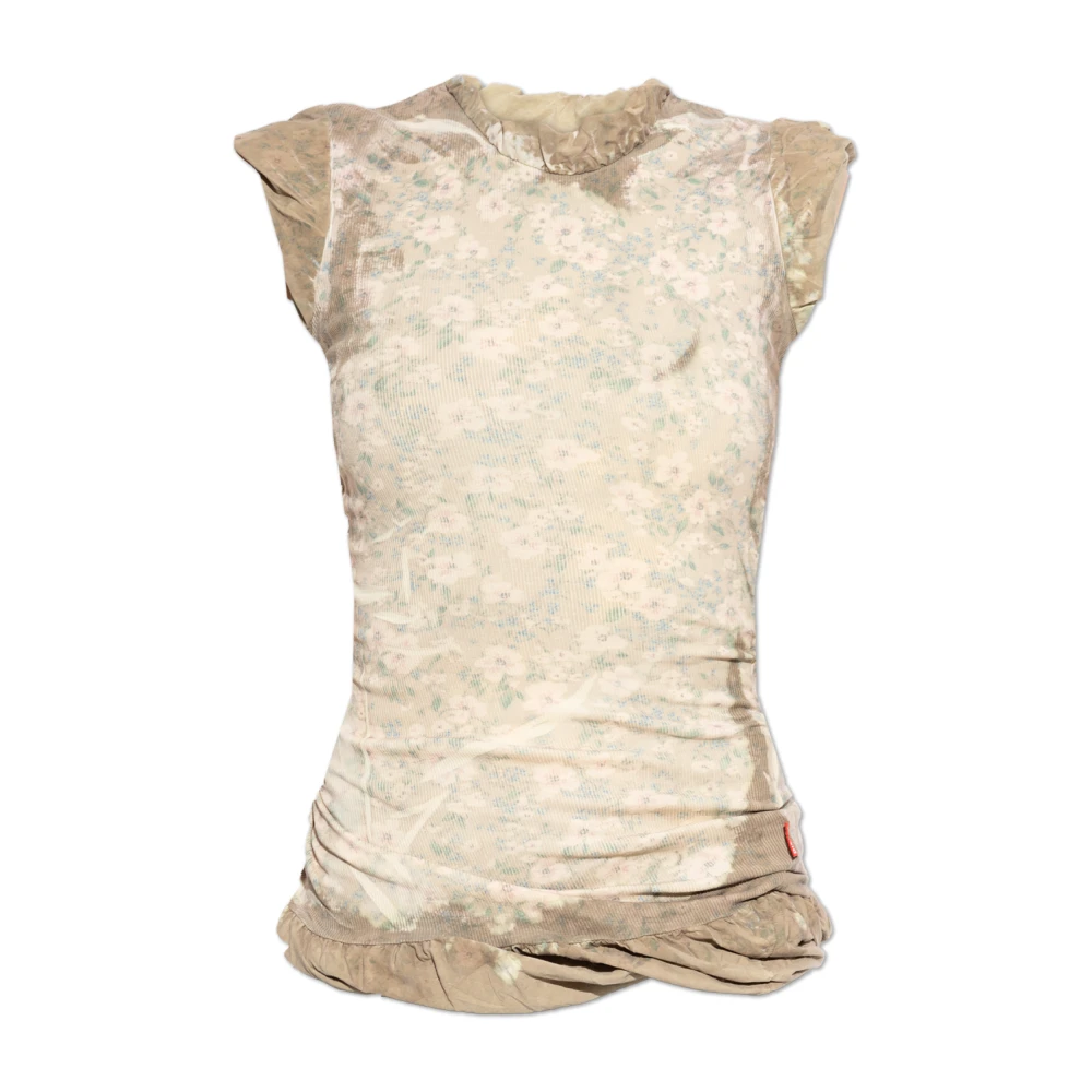 Diesel Vrouw Groente Tops Dames, Groen, S, Leer, T-Ory Top