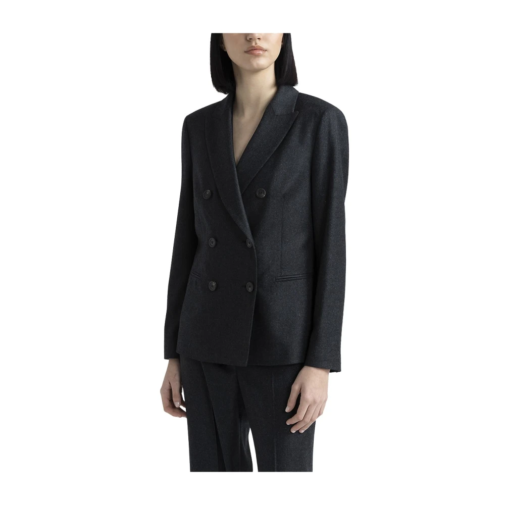 PESERICO Lurex wol flanel double-breasted blazer Gray Dames