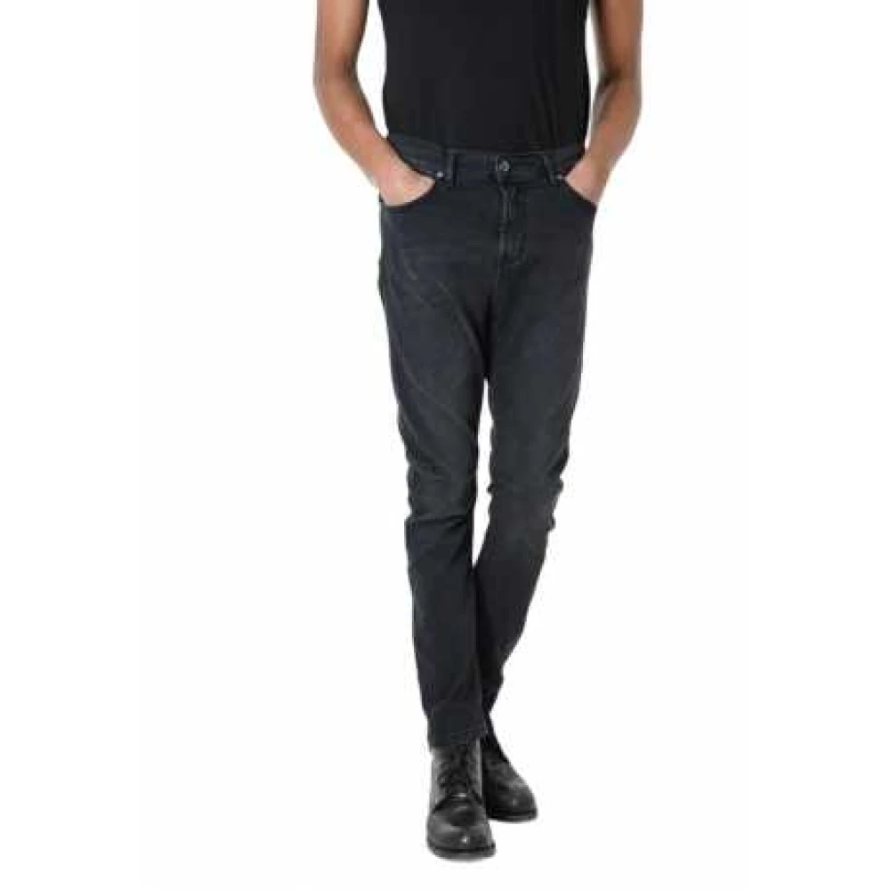 La Haine Inside Us Zwarte stretch jeans met kniestiksels Black Heren