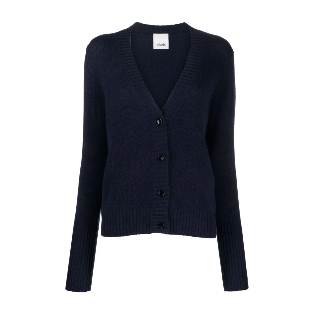 Allude Navy Blauwe Cashmere V-Hals Trui Blue Dames