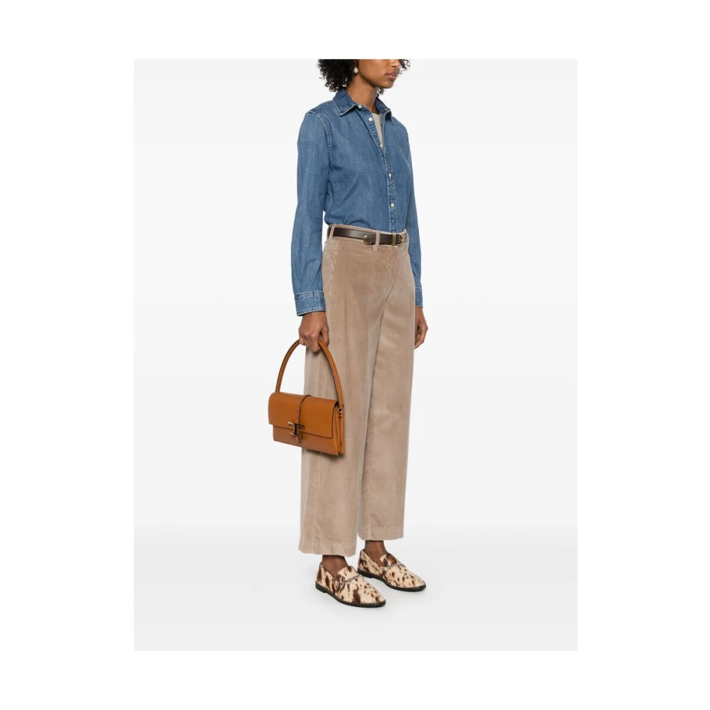TOD'S Cognac Bruine Schoudertas met Overslag Brown Dames