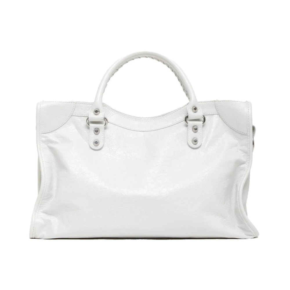 Balenciaga Witte Leren Tote Tas White Dames