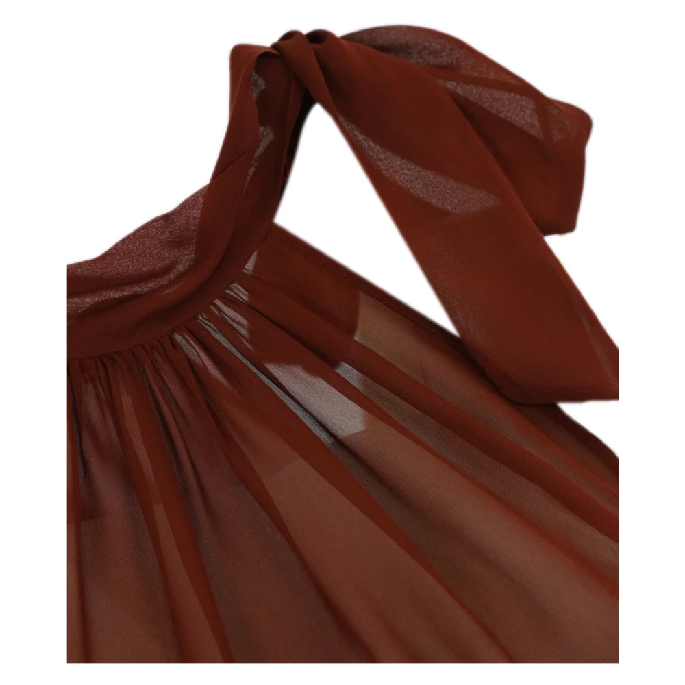Philosophy di Lorenzo Serafini Bruine Viscose Gedrapeerde Top Brown Dames