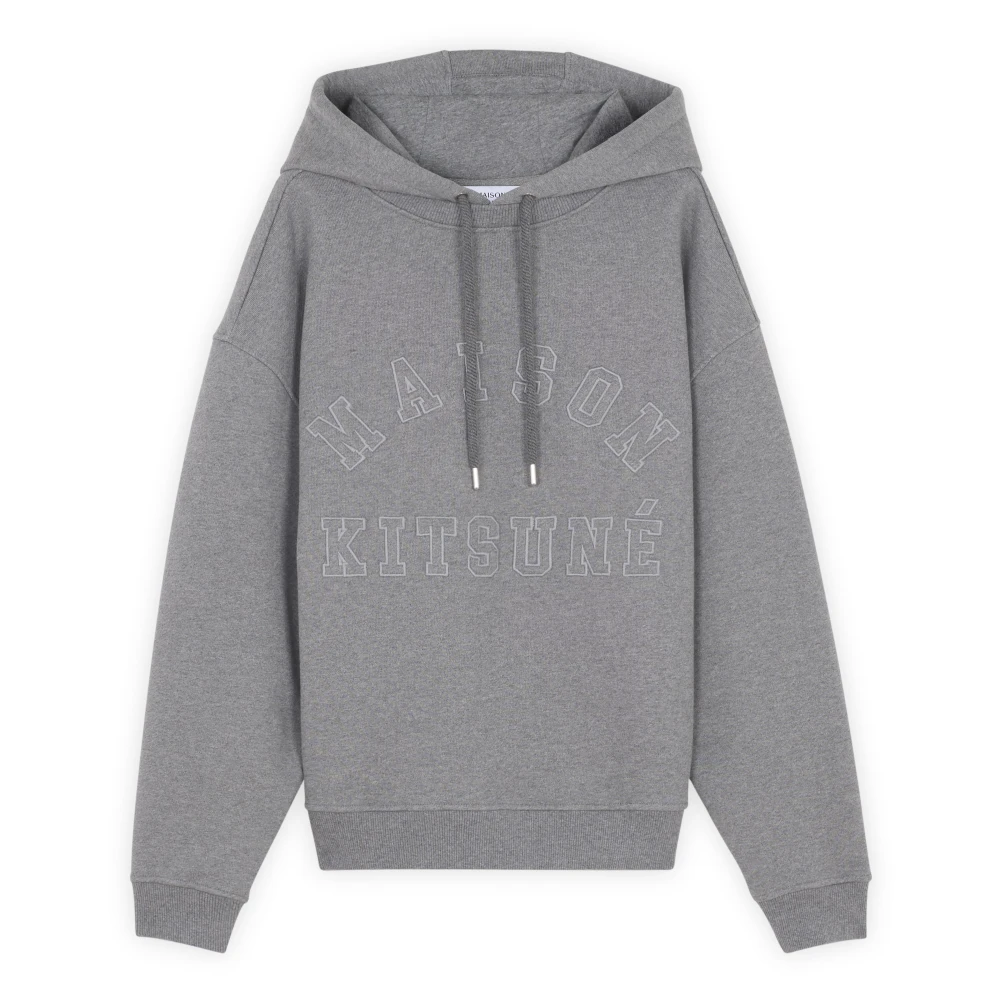 Maison Kitsuné Geborduurd Logo Grijze Sweater Hoodie Gray Heren