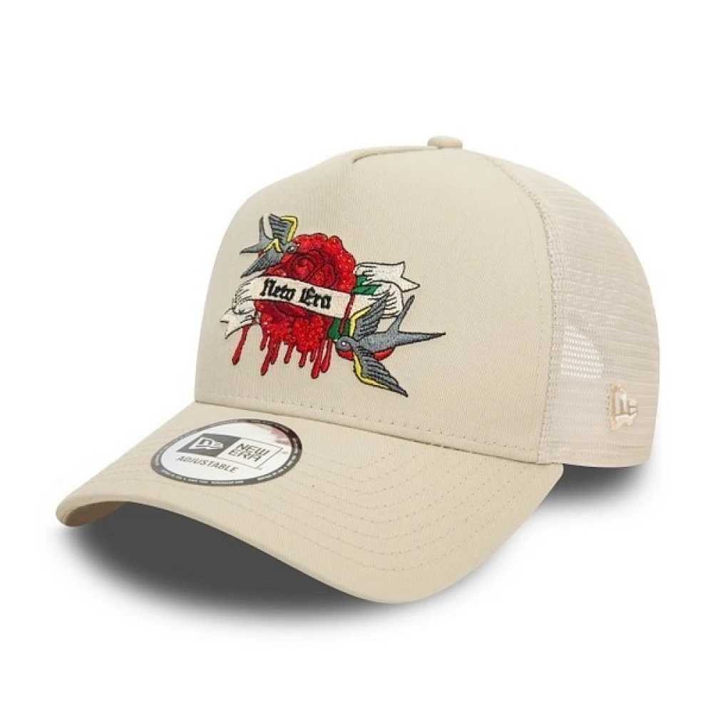 New era Beige Dripping Rose Trucker Hat Beige Heren