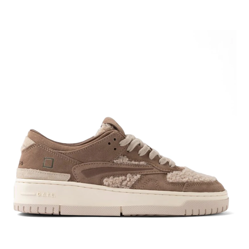 D.a.t.e. Women's Brown Beige Teddy Fur Trainers - Sneakers - 6 Uk - Shoes