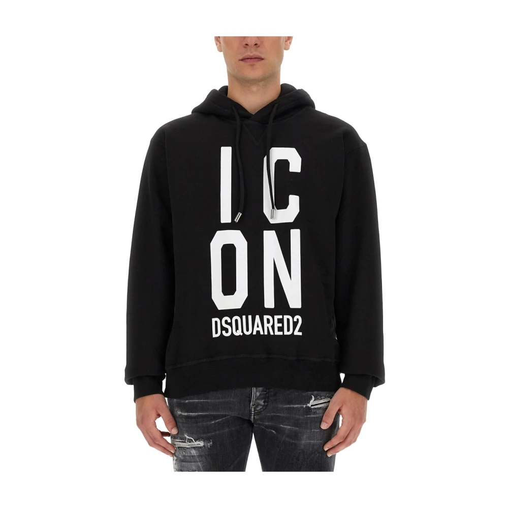 Dsquared2 Logo Sweatshirt Regular Fit 100% Katoen Black Heren