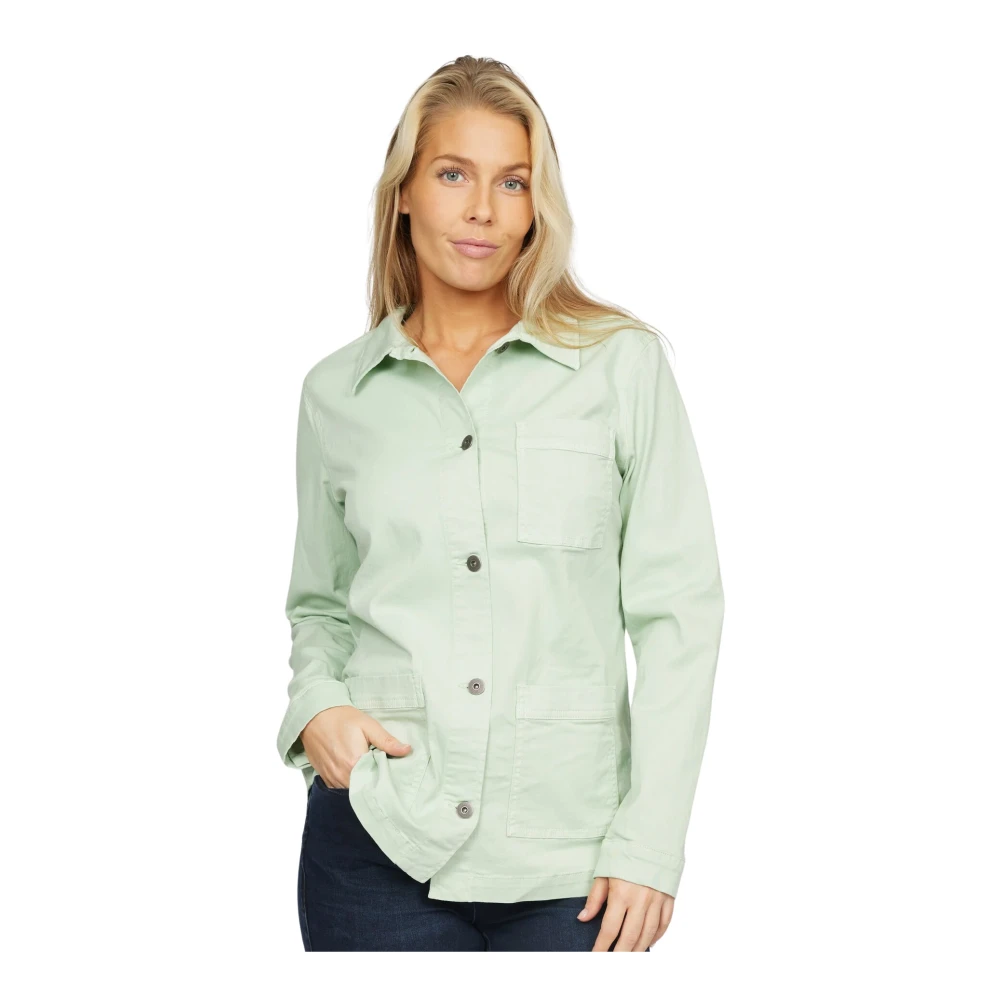 2-Biz Pastel Groene Blazer met Overhemdkraag Green Dames