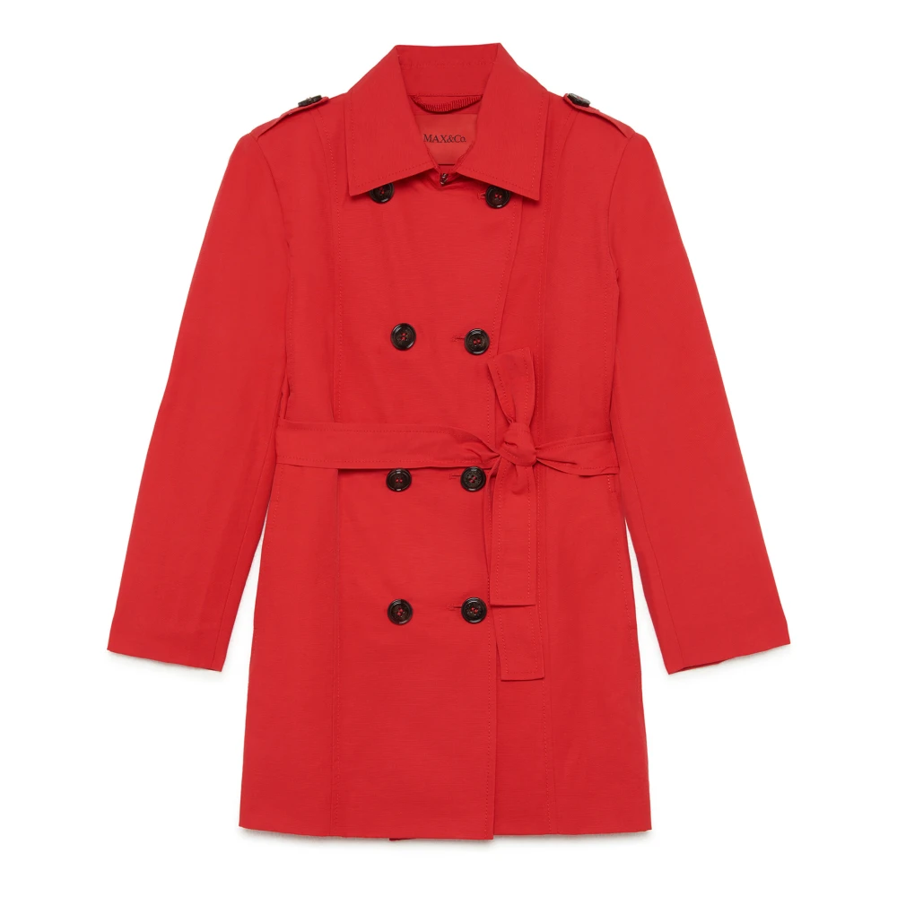 Max & Co Red Light Jackets, Female, 12 Y, Technical Cotton Trench Coat
