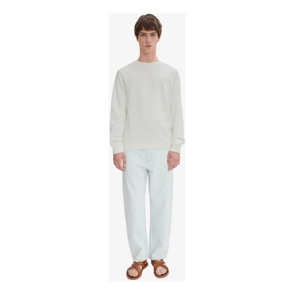 A.p.c. Biologische Katoenen Trui met Voorlogo White Heren