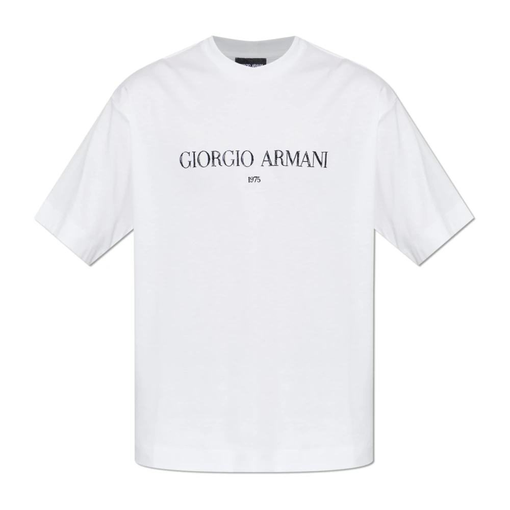 Giorgio Armani Herren Weiß Baumwoll-Interlock-Jersey-T-Shirt