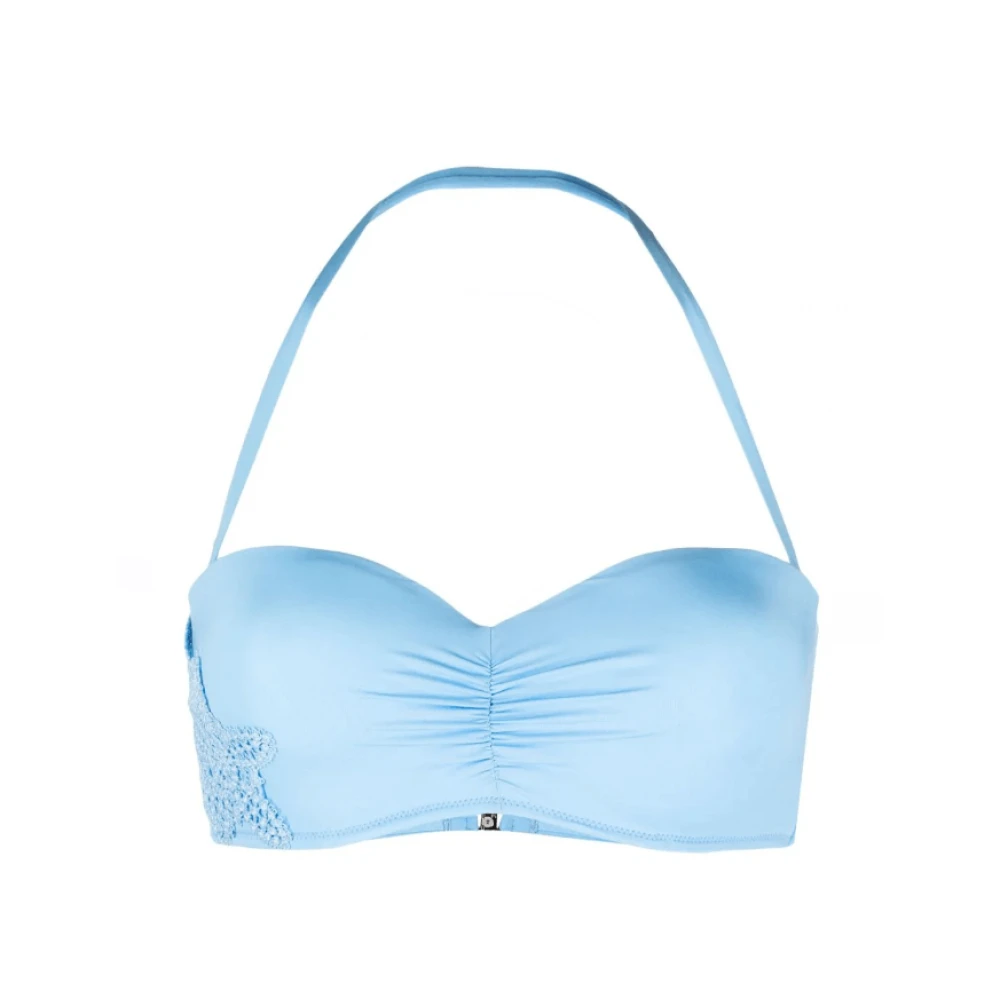 Ermanno Scervino Blauwe Gerimpelde Bandeau Bikini Top Blue Dames