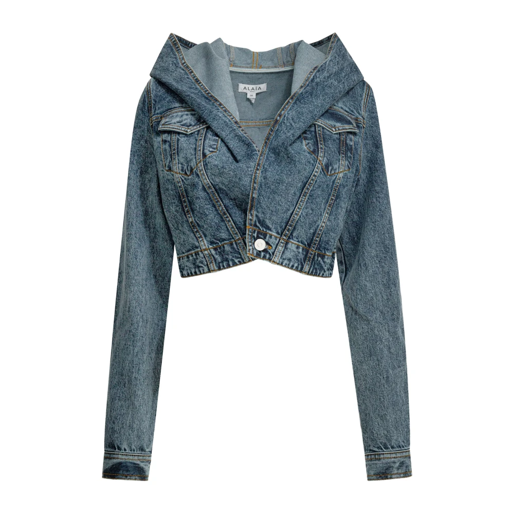 Alaïa Blue Hooded Denim Jacket - Female - Denim Jackets - S - Jackets