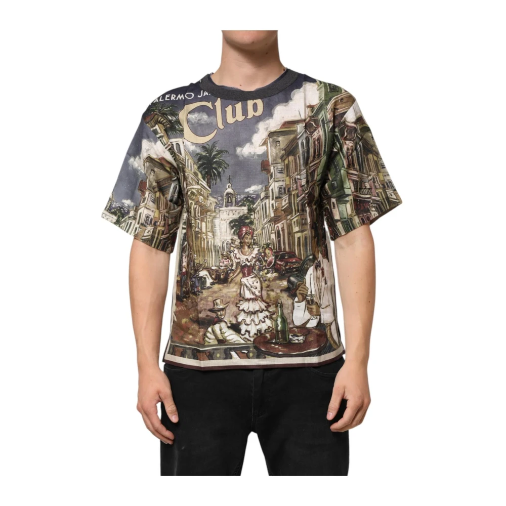 Dolce & Gabbana Men's Jazz Club Linen Crew Neck T-Shirt