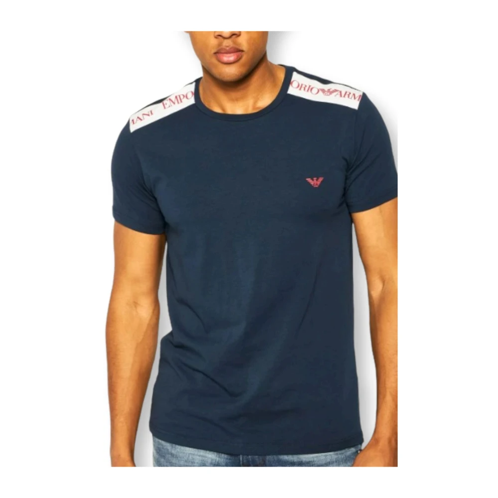 Emporio Armani Shirt met contrast schouderband Blue Heren