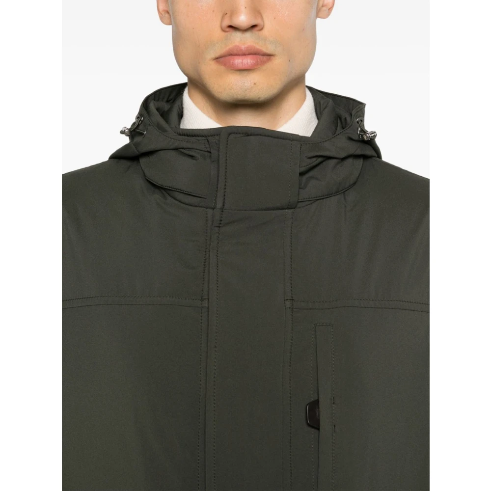 Brioni Hooded Parka Jas Olijfgroen Green Heren