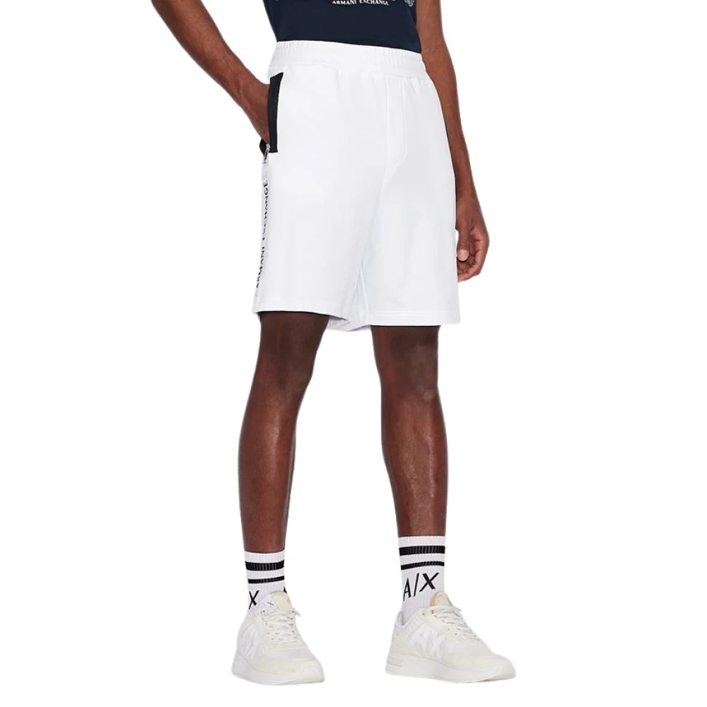 Armani Exchange Men's White Casual Shorts,, Bermuda Shorts Large