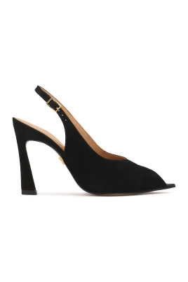 Suede Peep Toe Pumps