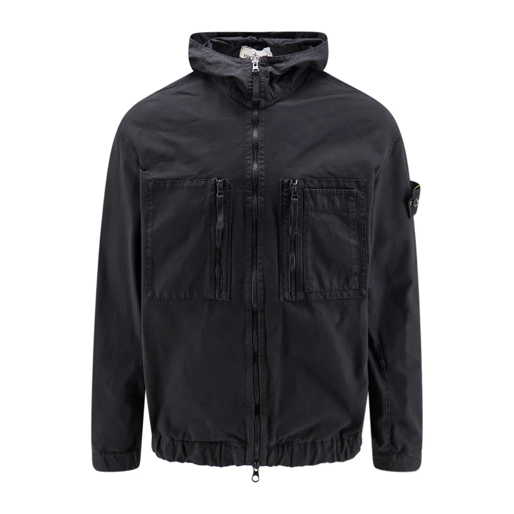 Stone Island Black Light Jackets, Male, S, Two-Way Zip Light Jacket
