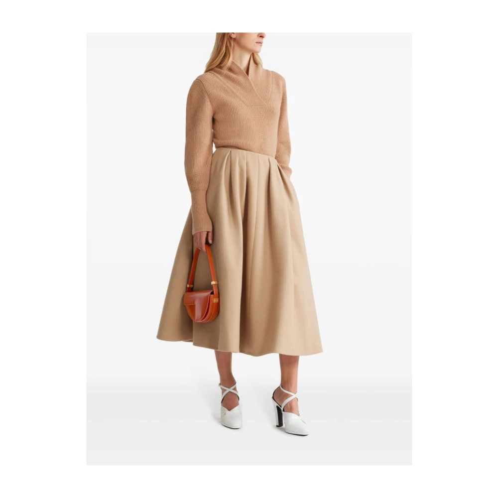 Patou Beige Merino Wol Gebreide Trui Beige Dames