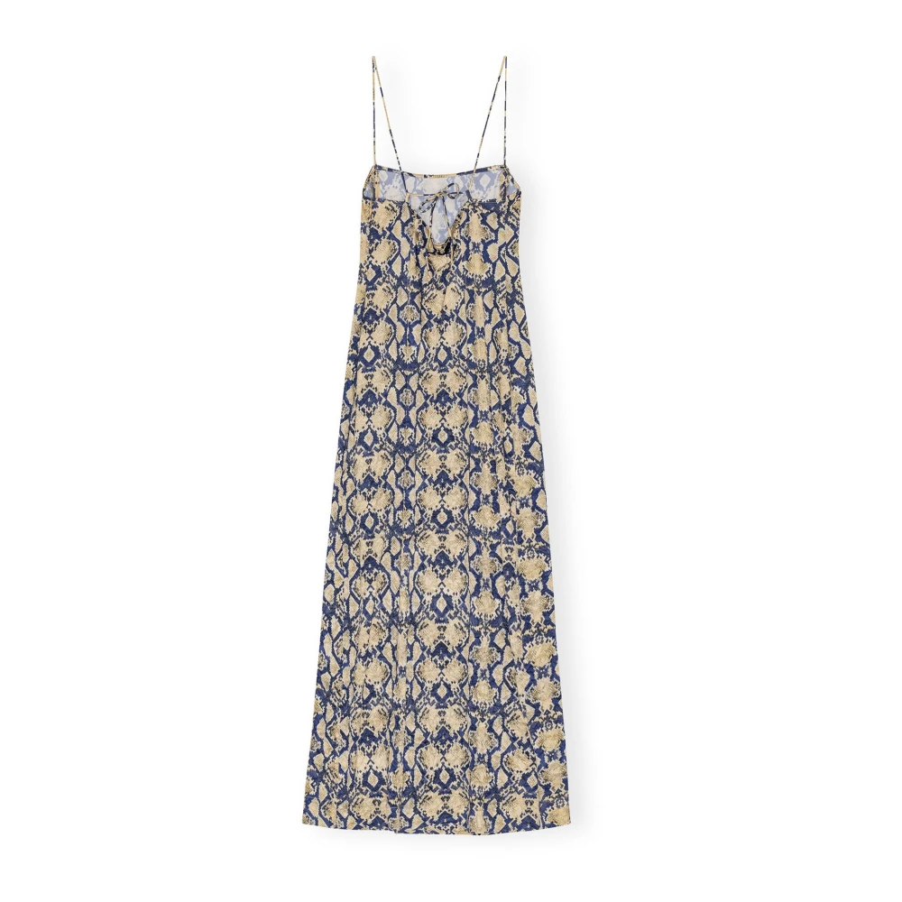 Ganni Multicolor Satijnen Geometrische Print Slip Jurk Multicolor Dames