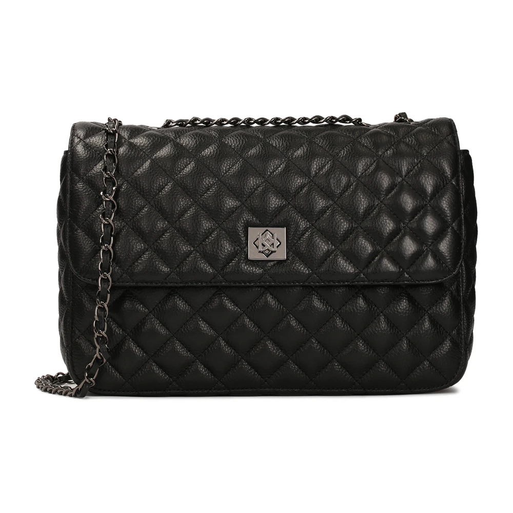 Kazar Grote gewatteerde handtas met ketting Black Dames