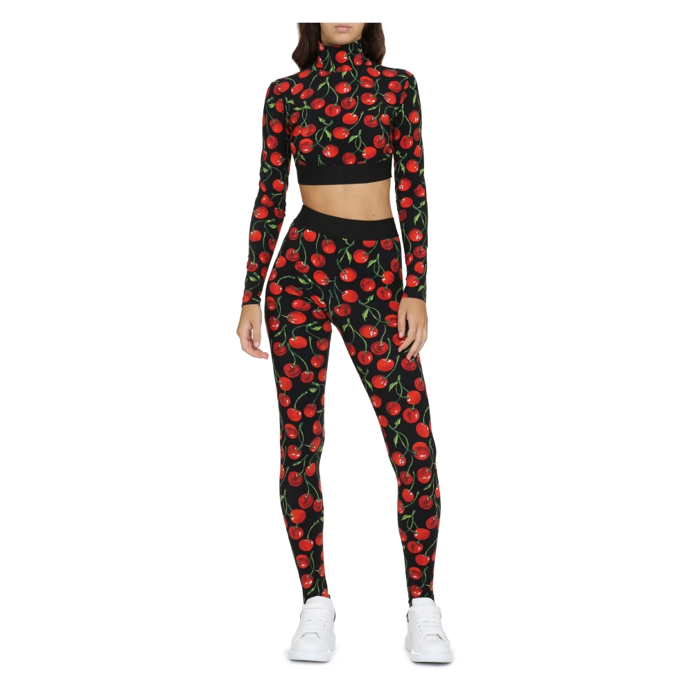 Dolce & Gabbana Crop Top met Kersenprint Multicolor Dames