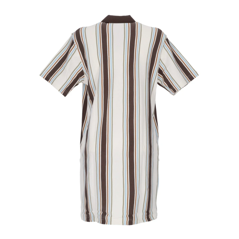 HUF Gestreepte Polo Gebreide Jurk Off White Multicolor Dames